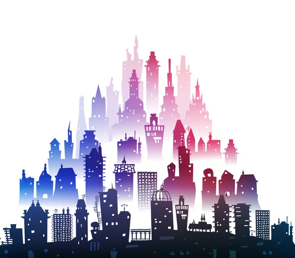 City background made of different building silhouettes — Stock Photo, Image