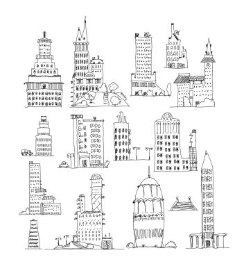 İş ofis binaları ayarla, koleksiyon kroki