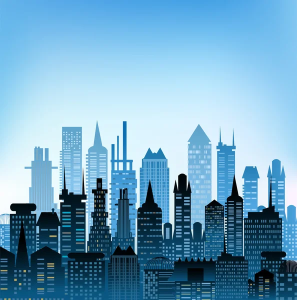 City background made of different building silhouettes — Stock Photo, Image