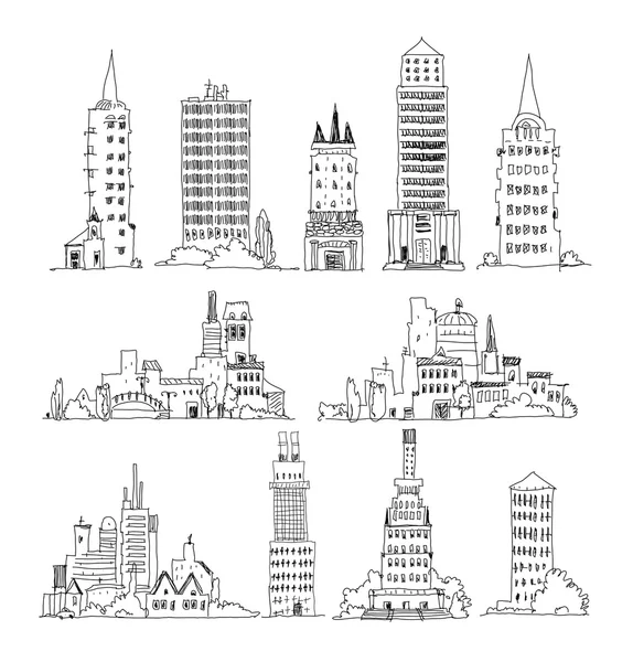 Business office buildings set,  Sketch collection — Stock Photo, Image