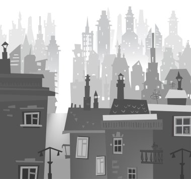 Siluetleri binanın şehir arka plan yaptı