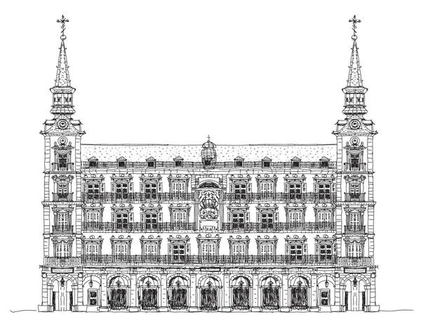 马德里，房子的菲利普三世在广场市长，素描集合 — 图库照片