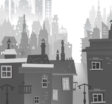 Siluetleri binanın şehir arka plan yaptı