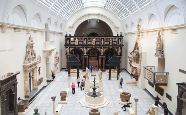 LONDON, UK - AUGUST 24, 2014: Victoria and Albert Museum exhibition hall. V&A Museum is the world's largest museum of decorative arts and design.