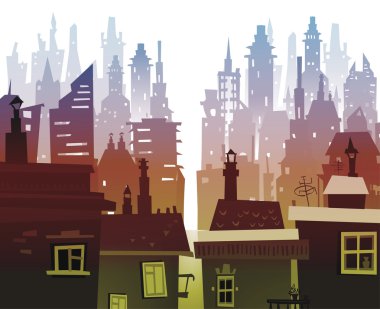 Siluetleri binanın şehir arka plan yaptı