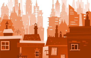 Siluetleri binanın şehir arka plan yaptı