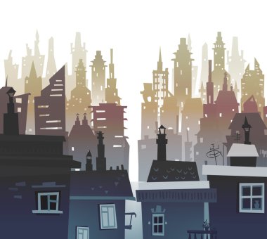 Siluetleri binanın şehir arka plan yaptı