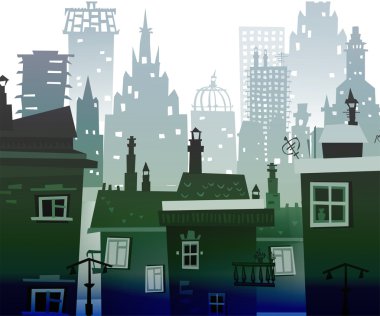 Siluetleri binanın şehir arka plan yaptı