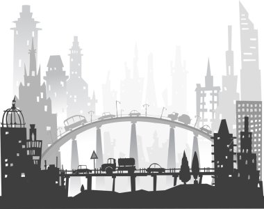 Şehir yollar ve otoyollar miktarda trafik ile. Zaman illüstrasyon commuting