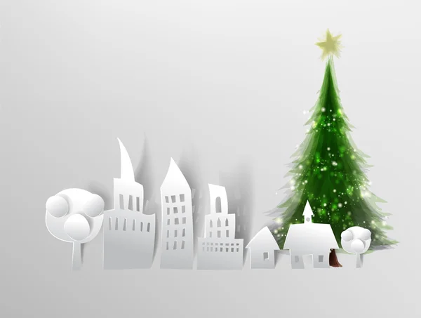 Paper city background with tree — Stock Photo, Image