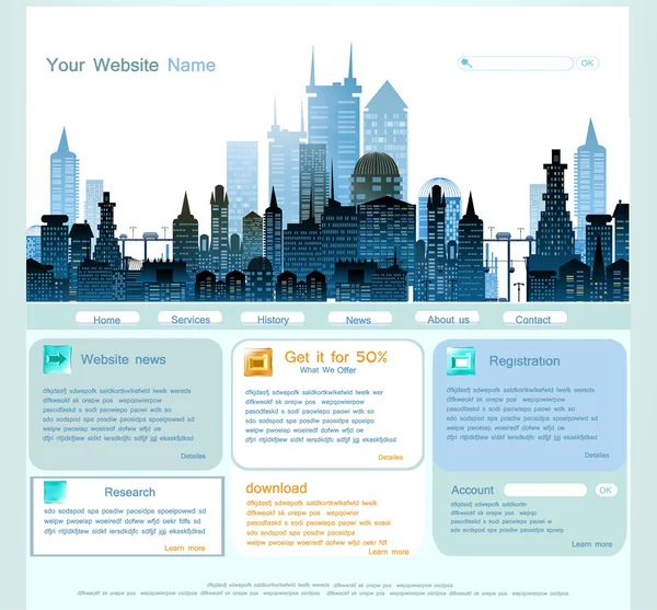 Web page template with capital illustration — Stock Photo, Image
