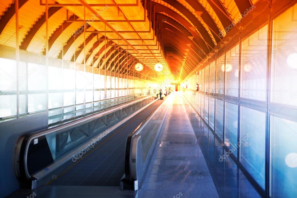 MADRID, SPAIN - MAY 28, 2014: Interior of Madrid airport, departure waiting aria