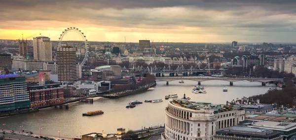 London's panorama in sun set. View from the St. Paul cathedral