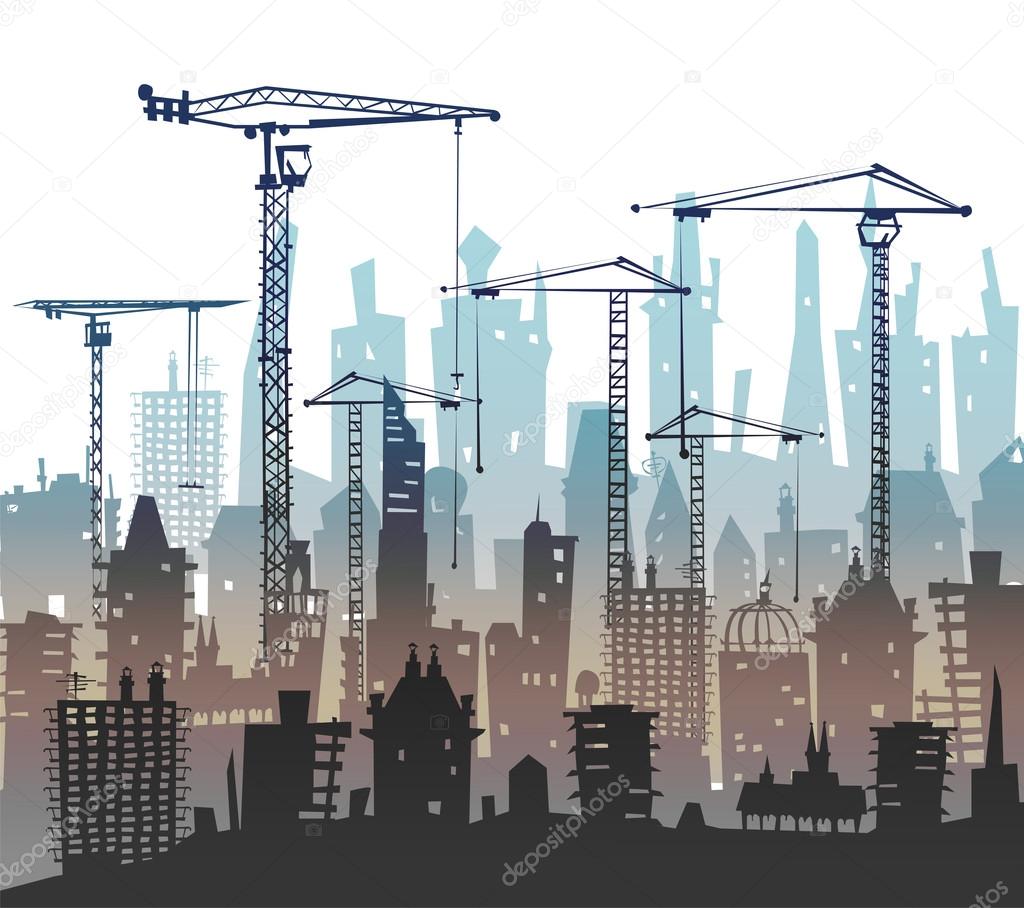 Building Site With Cranes City Background Stock Photo C Irstone 64358501