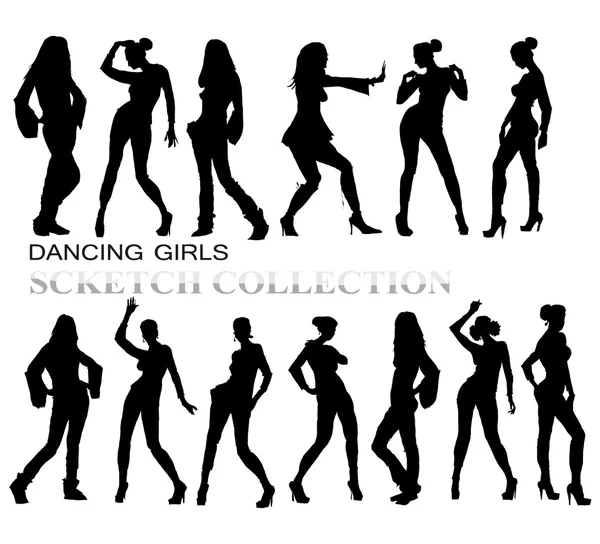 Chicas bailando siluetas —  Fotos de Stock