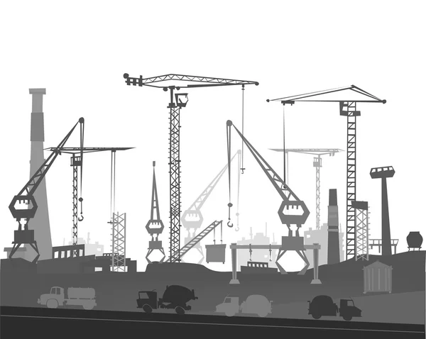 Site de construction avec grues. Contexte de la ville — Photo