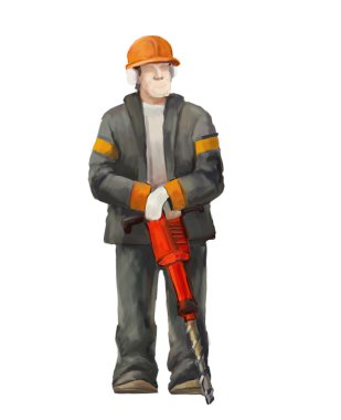 Jackhammer işçi illüstrasyon