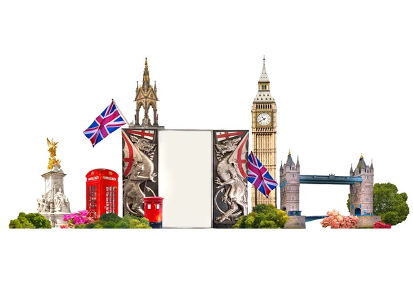 V Londýně. Slavné budovy Londýna, cestování a podnikání pozadí — Stock fotografie