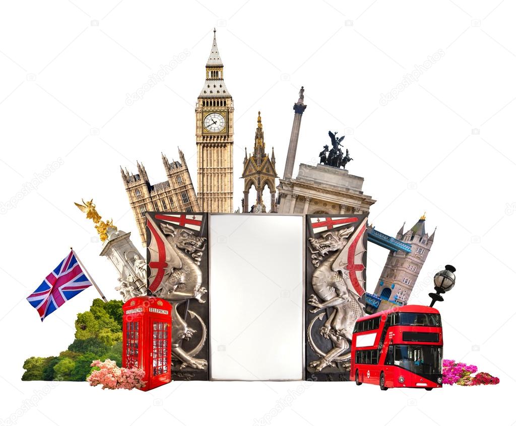 London. Famous buildings of London,  Travel and business background