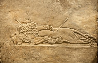 Hunting relief from Palace of Assurbanipal in Nineveh, Assyria clipart