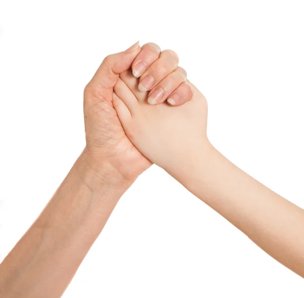 Χέρι του ενηλίκου και παιδιού χέρι που κρατά μαζί — Φωτογραφία Αρχείου