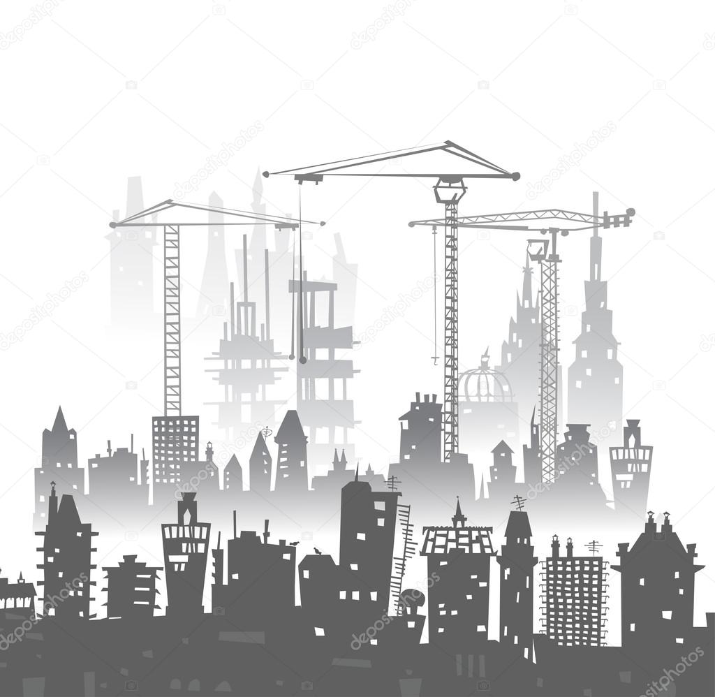 Building site with cranes. City background