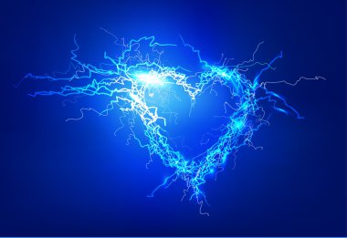 İnsan kalbi. Elektrik ışıkları etkisi arka plan.
