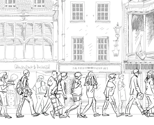 Les gens et les touristes dans les rues de Londres, Sketch collection — Photo