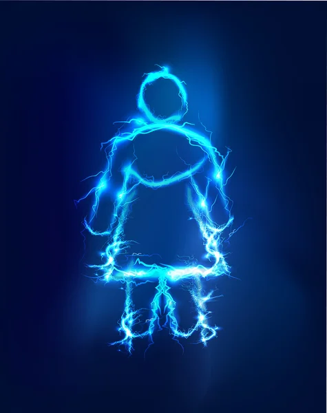 女人的标志，由电气照明效果的抽象背景 — 图库照片