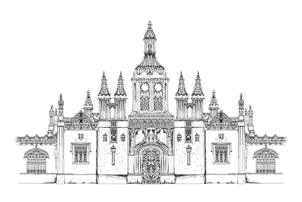 Puerta de entrada principal del collage del rey. Cambridge. Colección de bocetos —  Fotos de Stock