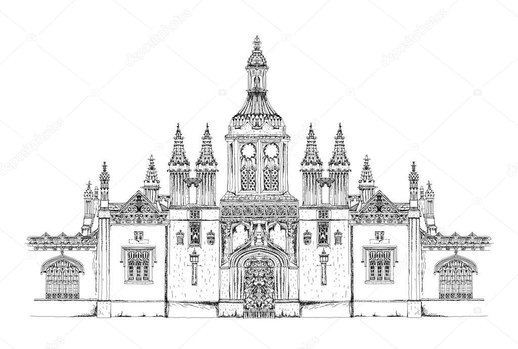 King's collage main entrance gate. Cambridge. Sketch collection