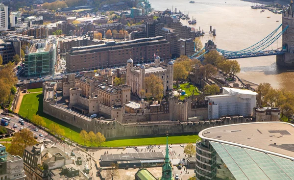 Tower of London, Tower bridge and and River Thames. London panorama form 32 floor of Walkie-Talkie building