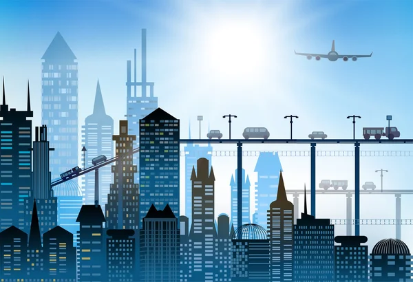 Bella città moderna skyline illustrazione — Foto Stock