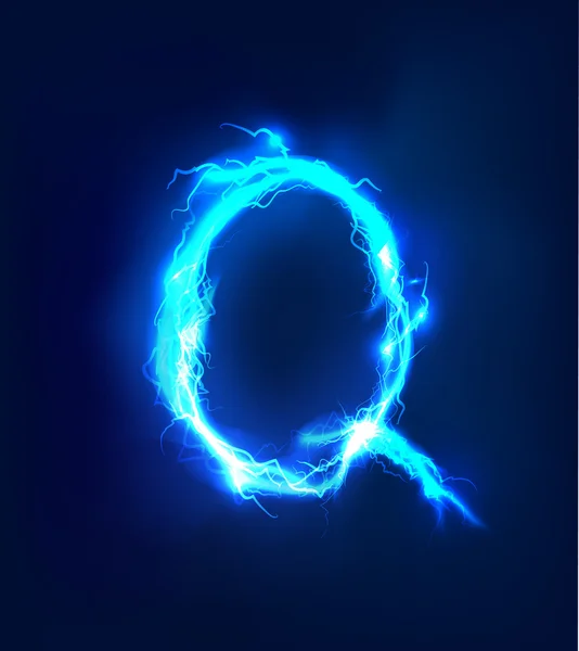 Alphabet made of  blue electric lighting, thunder storm effect. ABC — Stock Photo, Image