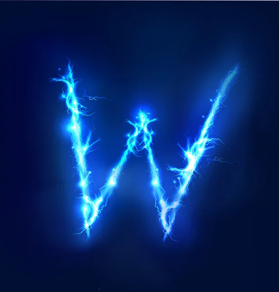 Alfabetet består av blå elektrisk belysning, åska storm effekt. ABC — Stockfoto