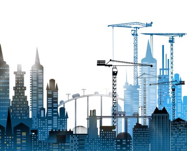 Sanayi Sitesi görünümünü Vinçler ile. Ağır sanayi arka plan