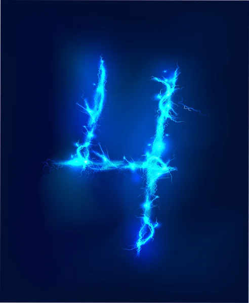 Numery wykonanych z niebieski oświetlenie elektryczne, efekt burzy grzmot. — Zdjęcie stockowe