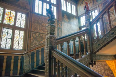 SUSSEX, UK - APRIL 11, 2015: Sevenoaks  Old english mansion interior. Painted stairs