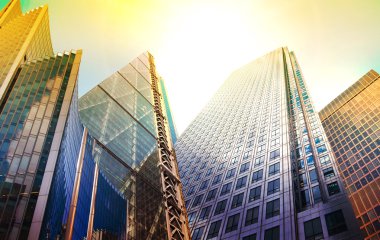 Architectural composition made of modern glass buildings. Abstract business background