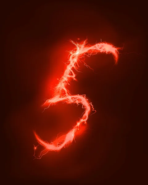 Numbers made of red electric lighting, thunder storm effect. ABC — Stock Photo, Image