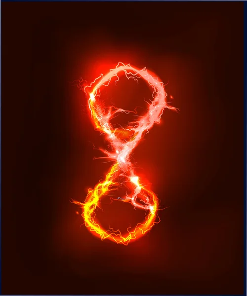 Nummer gjord av röd elektrisk belysning, åska storm effekt. ABC — Stockfoto