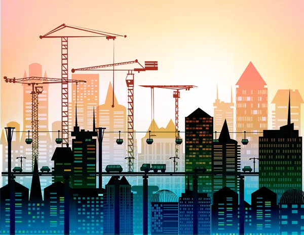 Building site with cranes. City background — Stock Photo, Image