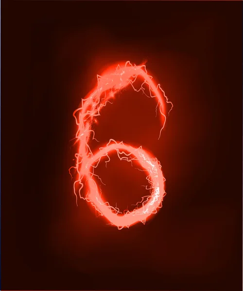 Numbers made of red electric lighting, thunder storm effect. ABC — Stock Photo, Image