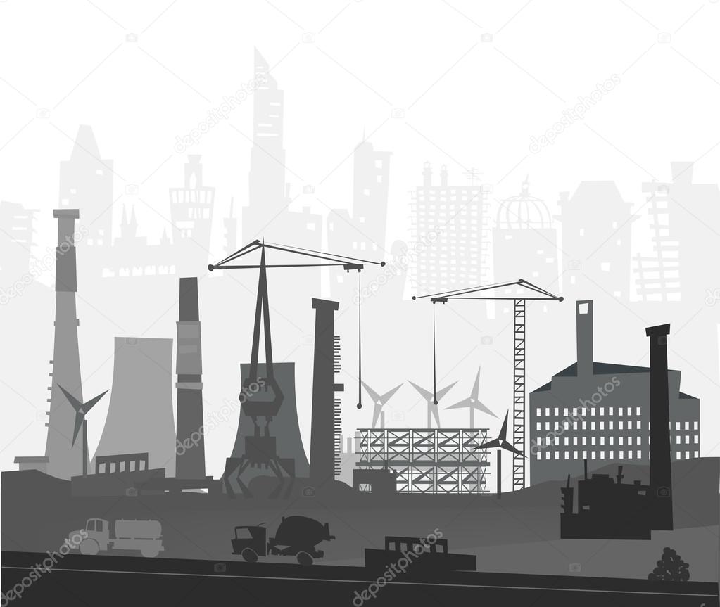 Building site with cranes. City background