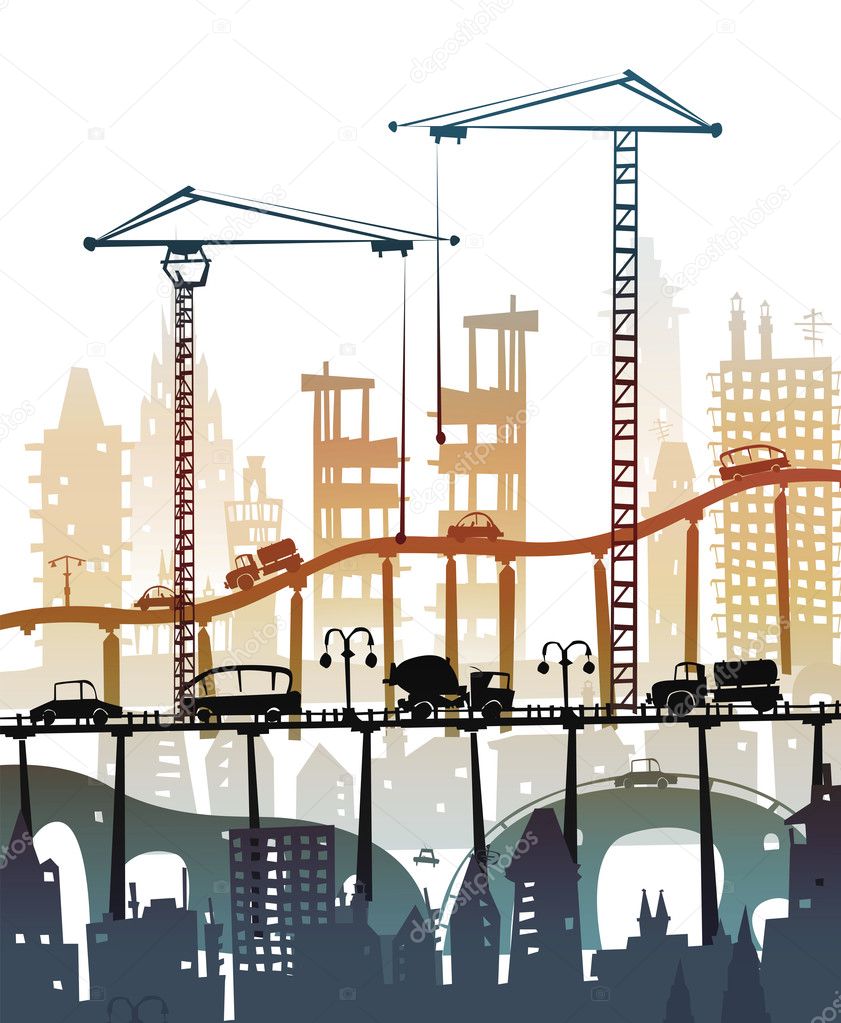 Building site with cranes. City background