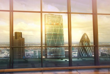 LONDON, UK - APRIL 22, 2015: City of London view. Panoramic view from the 32 floor of London's skyscraper