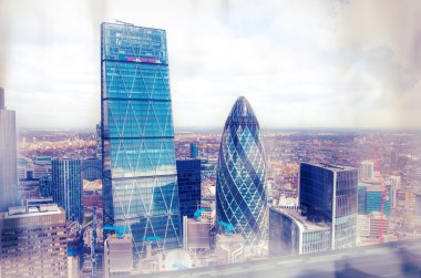 LONDON, UK - APRIL 22, 2015: City of London view. Panoramic view from the 32 floor of London's skyscraper