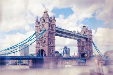 Tower bridge and city of London view from the River Thames