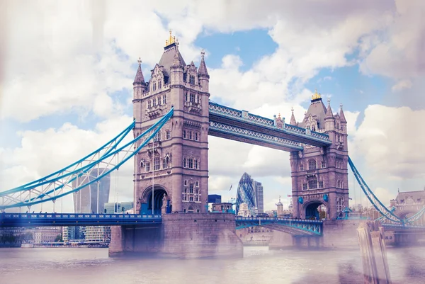 Tower bridge and city of London view from the River Thames — Stok fotoğraf