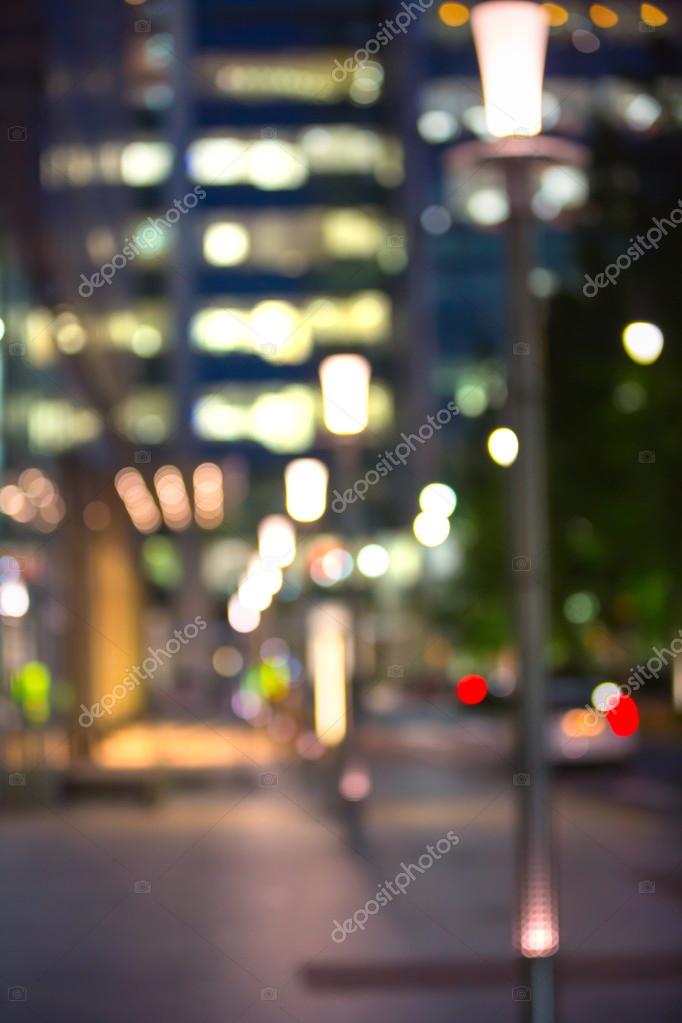 City lights blur background. London, Canary Wharf night life. Traffic,  roads, lanterns and lit up office buildings Stock Photo by ©irstone 83146424